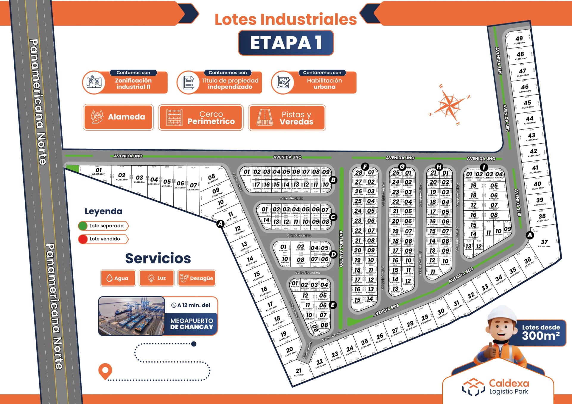 Plano de lotes de Caldexa Logistic Park I, Huaral (Grupo Caldexa)