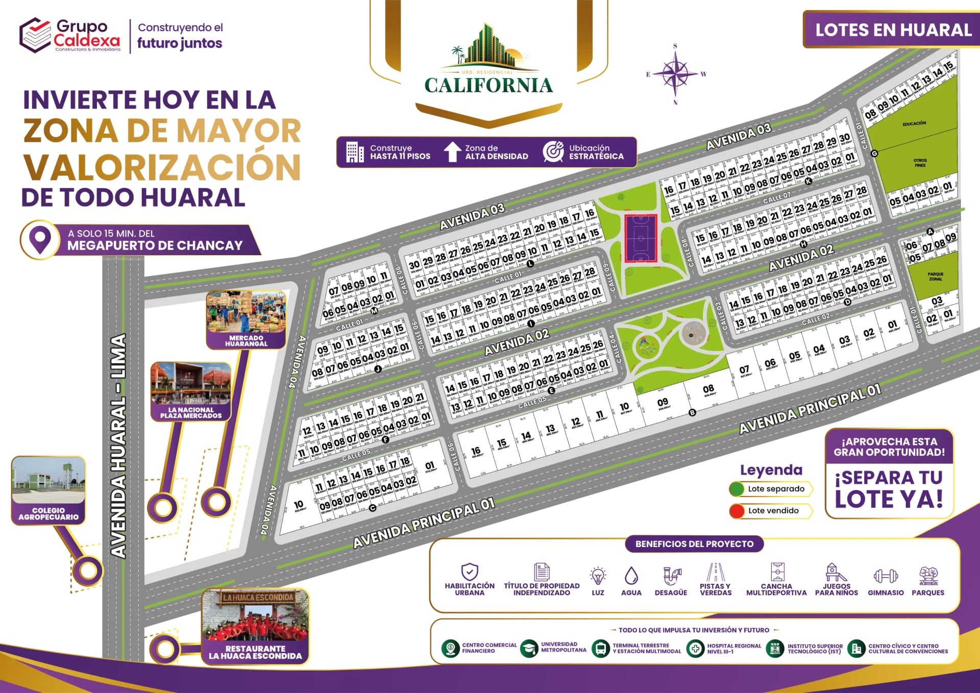 Plano de lotes de California I, Huaral (Grupo Caldexa)