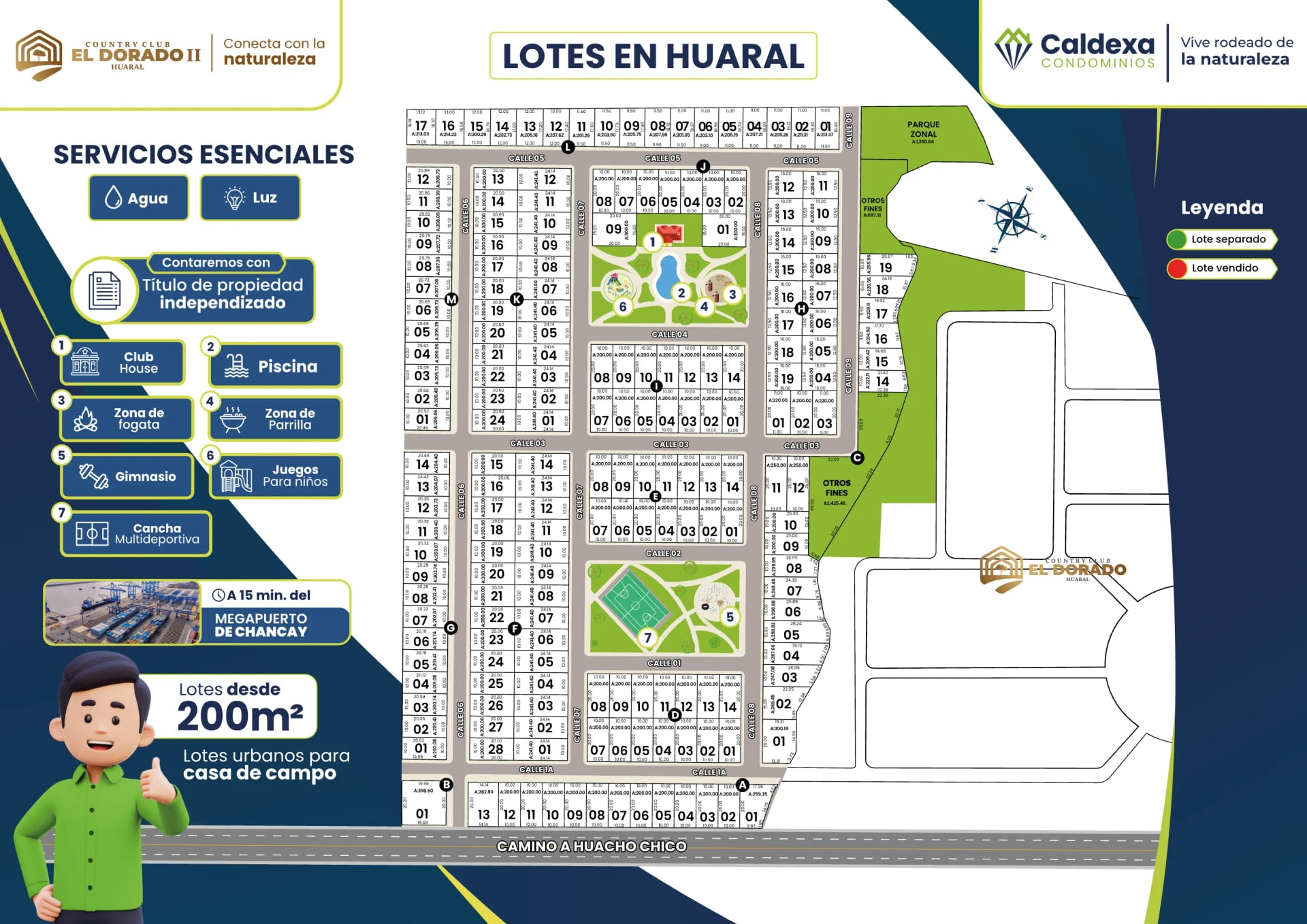 Plano de lotes de Country Club El Dorado II, Huaral (Grupo Caldexa)