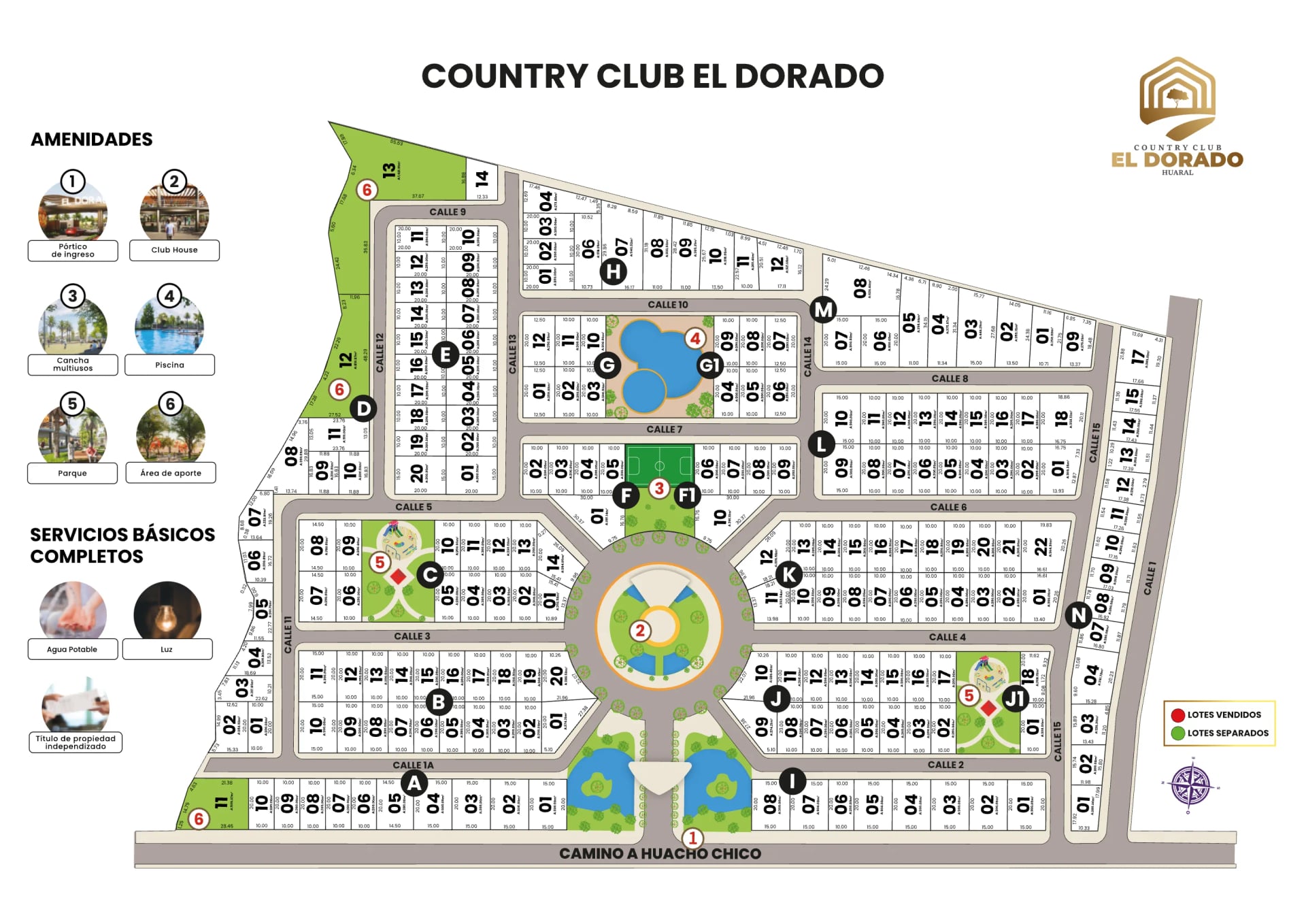 Plano de lotes de Country Club El Dorado I, Huaral (Grupo Caldexa)