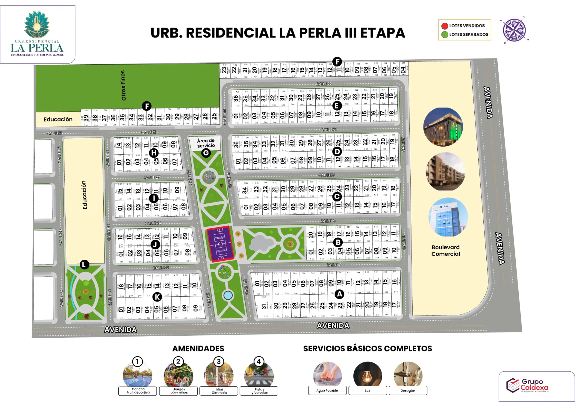 Plano de lotes de La Perla III, Huaral (Grupo Caldexa)
