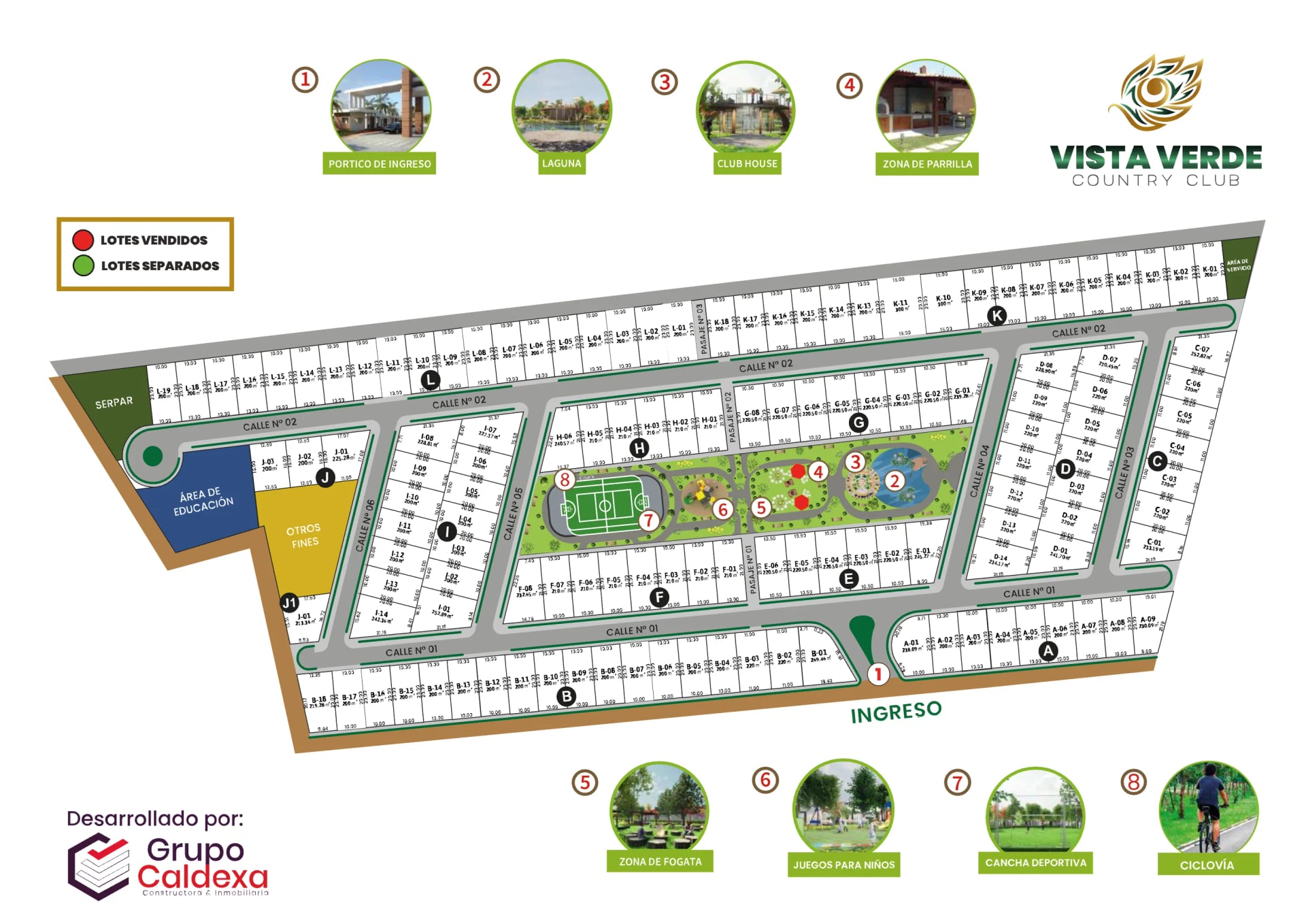 Plano de lotes de Vista Verde Country Club I, Huaral (Grupo Caldexa)