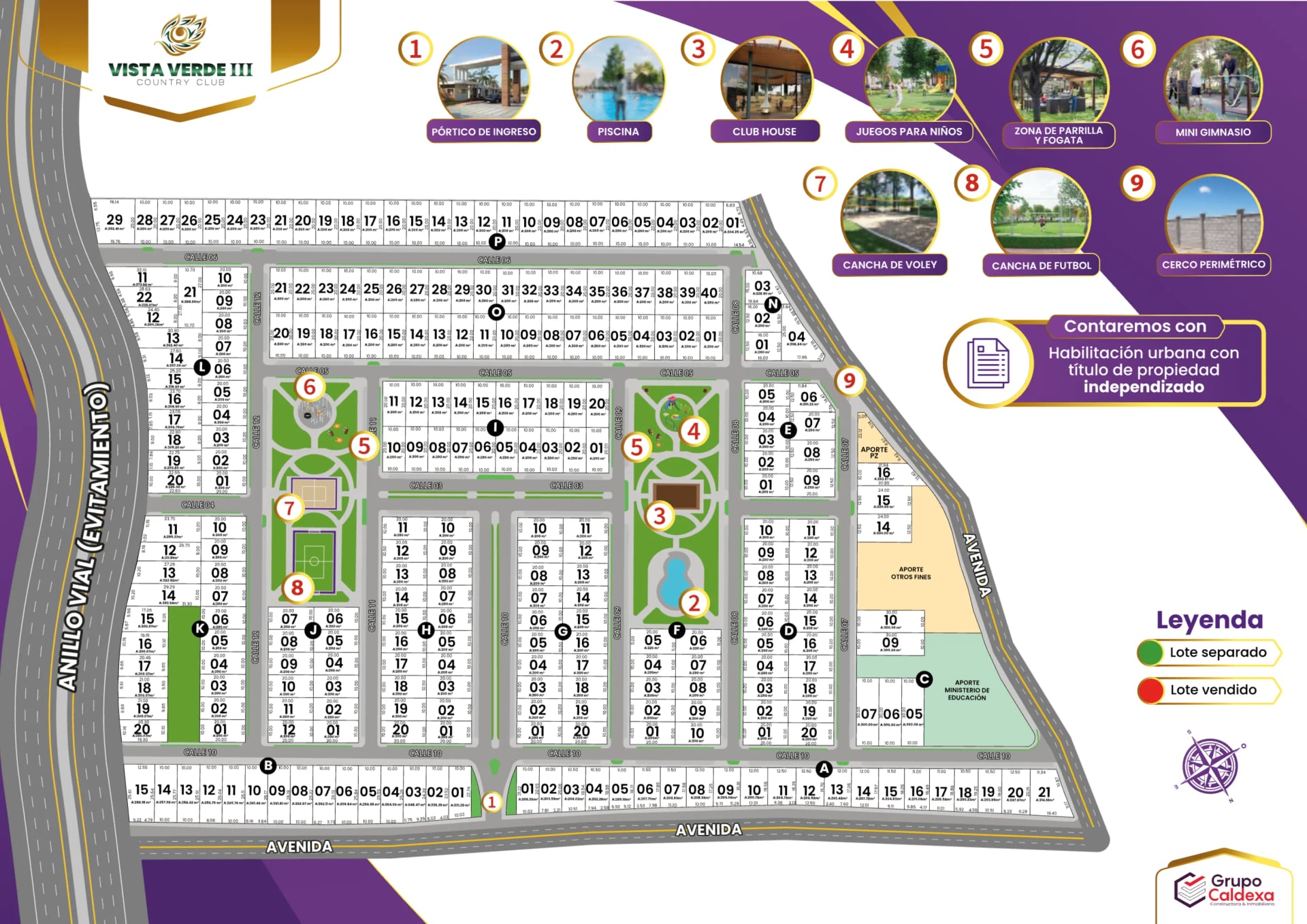 Plano de lotes de Vista Verde Country Club III, Huaral (Grupo Caldexa)